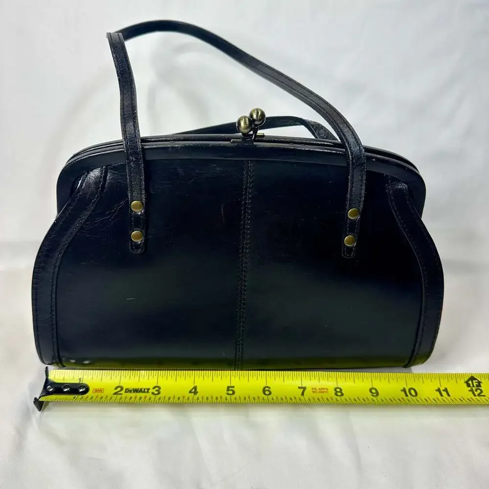 Fossil Forever Vintage Black Leather Kiss-Lock Shoulder Bag - Picture 6 of 10